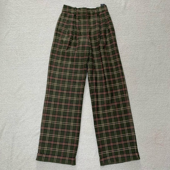 Aritzia Wilfred The Effortless Green Pink Beige High Waisted Pants Size 00 - Picture 1 of 8